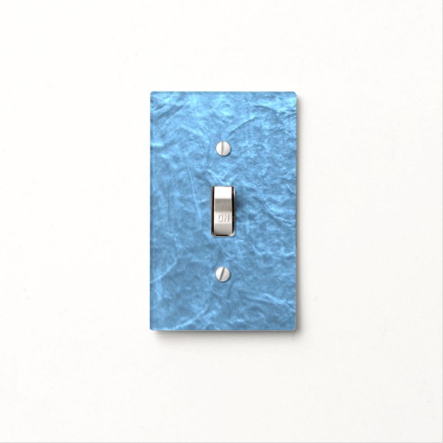 Light Blue Textured Paper Light Switch Cover (In Situ)