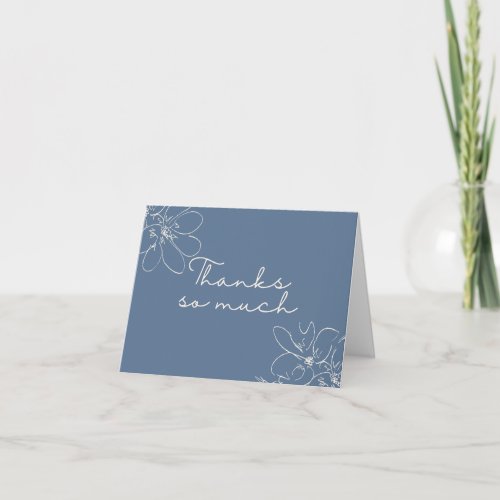Light Blue "Thanks So Much" Hand-Drawn Wildflower Letterpress Thank You Card