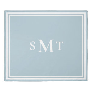 Light Blue Three Letter Monogram Duvet Cover