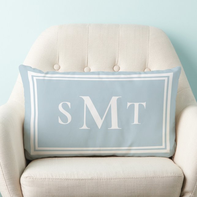 Light Blue Three Letter Monogram Lumbar Pillow (Creator Uploaded)