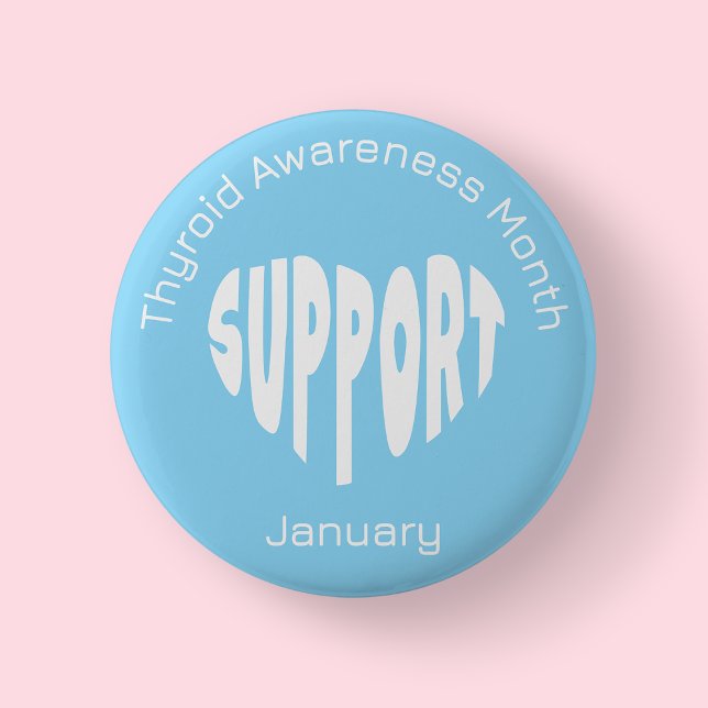 Light Blue Thyroid Awareness Month Button (Thyroid )