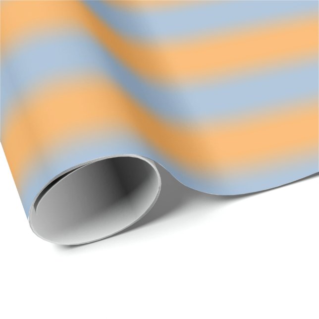 Light Blue to Orange Gradient Soft Stripes Wrapping Paper (Roll Corner)