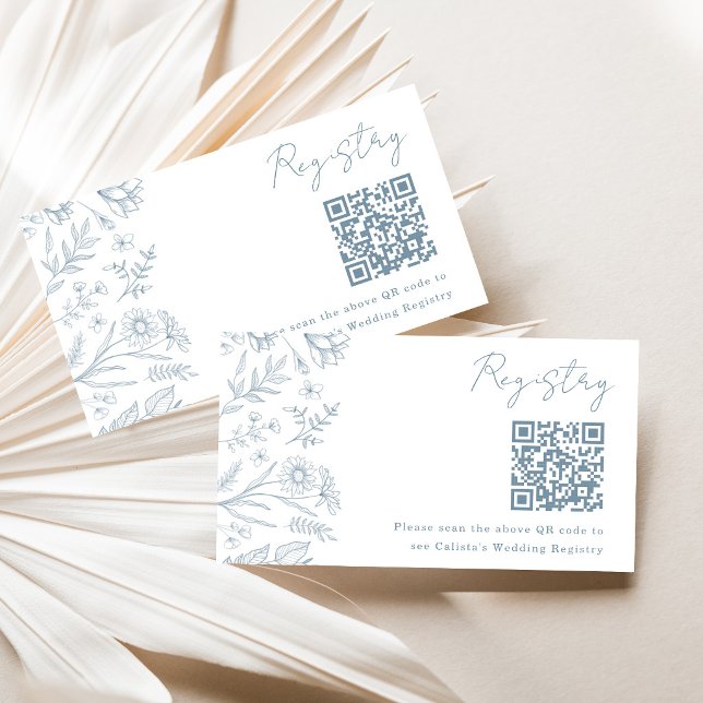Light Blue Toile Bridal Shower Registry Card  (Creator Uploaded)