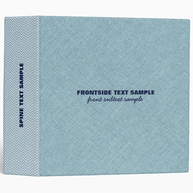 Light Blue Tones Linen Burlap Fabric Look 3 3 Ring Binder (Front/Spine)