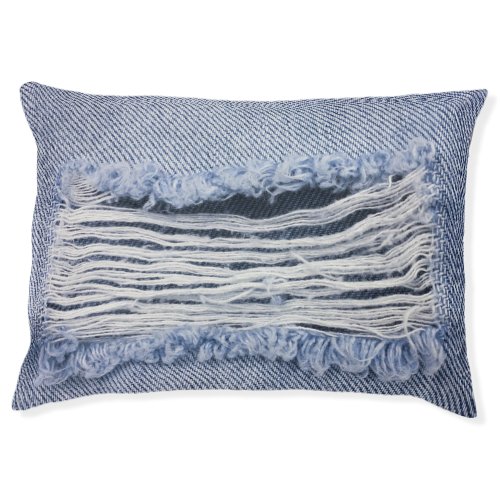 Light Blue Torn Jeans Texture Pet Bed