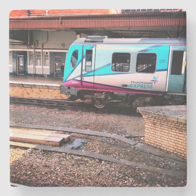 Light blue train stone coaster (Front)