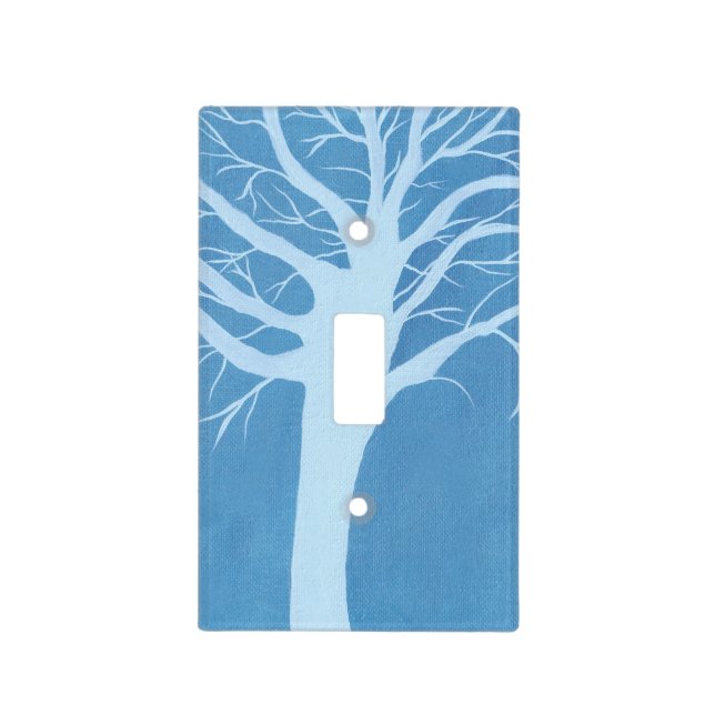 Light Blue Tree Silhouette Light Switch Covers (Front)