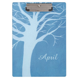 Light Blue Tree Silhouette Your Words Clipboard