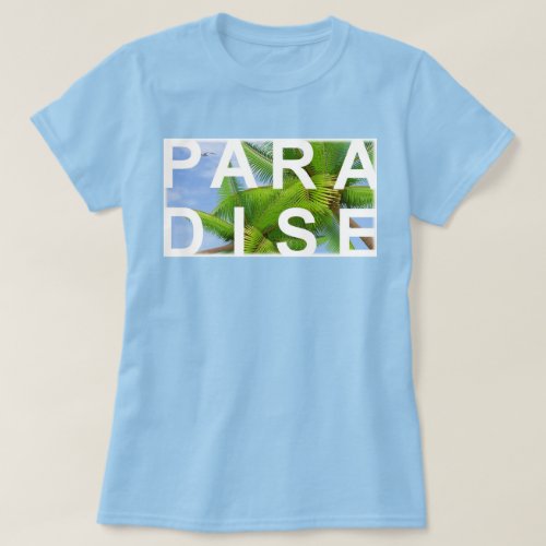 Light Blue Trendy Holiday Palms Sky Template Cute T_Shirt