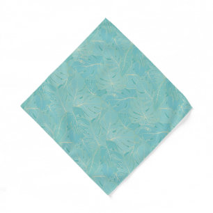 Light blue tropical palm leaves pattern bandana