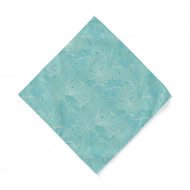 Light blue tropical palm leaves pattern bandana (Front)