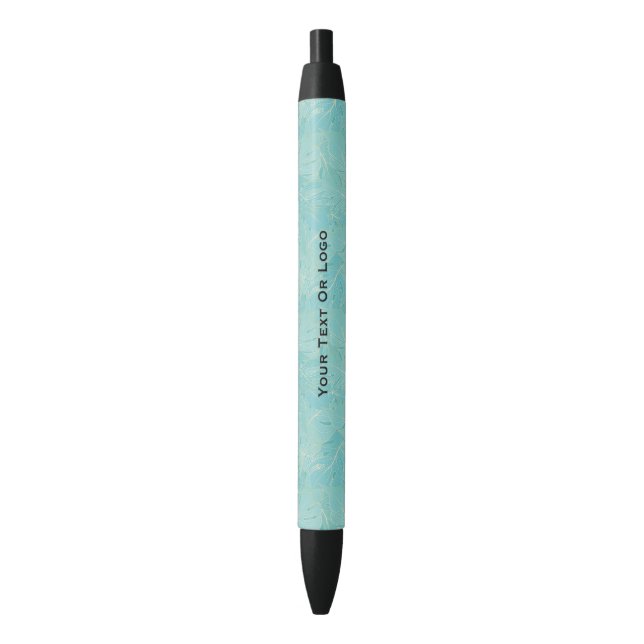 Light blue tropical palm leaves pattern pen (Front Vertical)