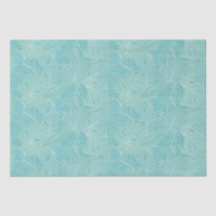 Light blue tropical palm leaves pattern tissue paper