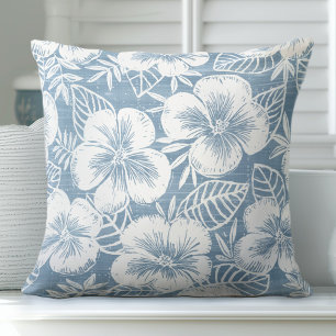Light Blue Tropical Throw Pillow