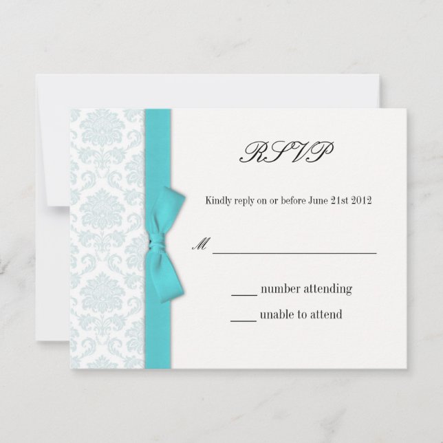 Light Blue Turquoise RSVP Response Card (Front)
