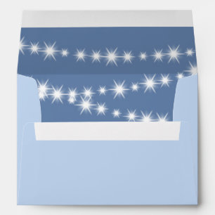 Light Blue Twinkle Lights Invitation Envelope