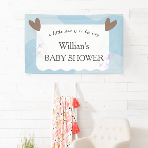 Light Blue Twinkle Star Baby Shower Welcome Banner