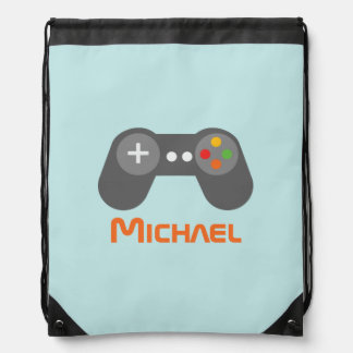 Light Blue Video Game Controller Drawstring Bag