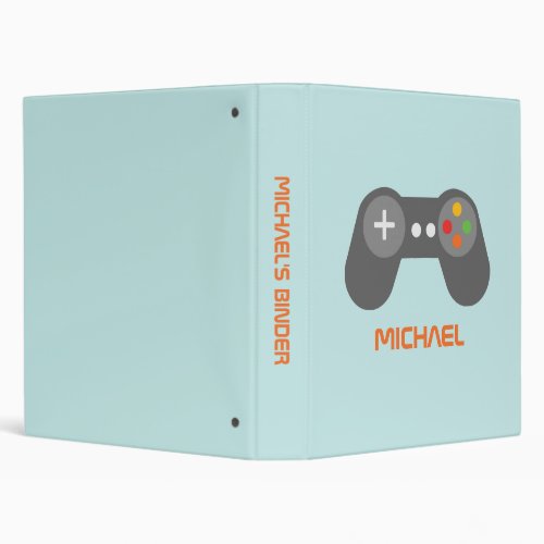 Light Blue Video Gamer 3 Ring Binder