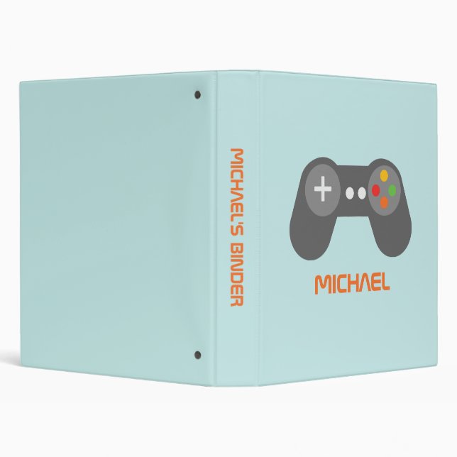 Light Blue Video Gamer 3 Ring Binder (Background)