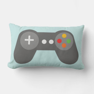Light Blue Video Games Controller Lumbar Pillow