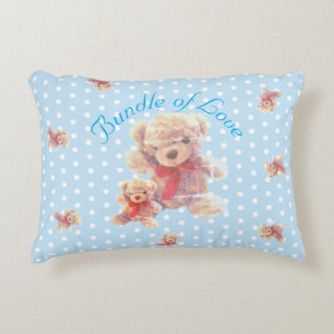 Light Blue Vintage Teddy Bear Nursery Accent Pillow