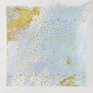 Light blue watercolor and gold foil confetti trinket trays