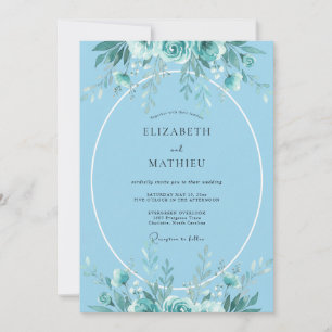 Light Blue Watercolor Coastal Wedding Invitation