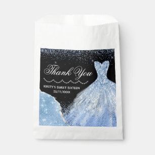 Light Blue Watercolor Dress Sweet 16 Birthday Favor Bag