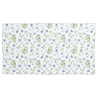Light Blue Watercolor Flax Wildflowers Pillowcase