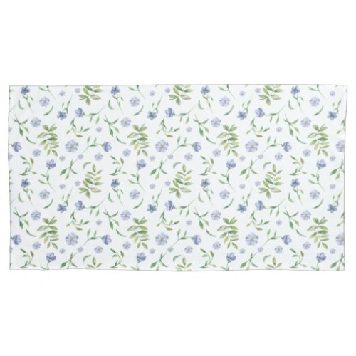 Light Blue Watercolor Flax Wildflowers Pillowcase