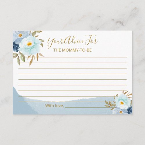 Light Blue Watercolor Floral Baby Shower Advice Enclosure Card