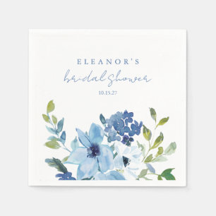 Light Blue Watercolor Floral Bridal Shower Custom Napkins