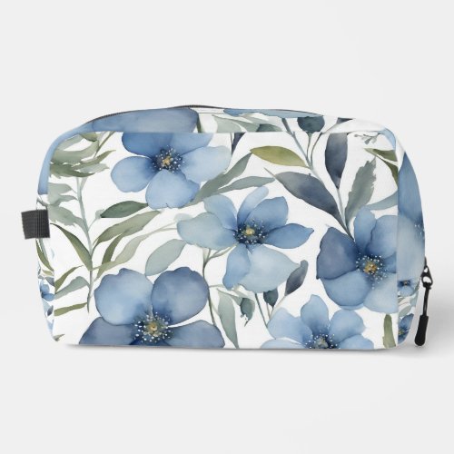 Light Blue Watercolor Flowers Dopp Kit