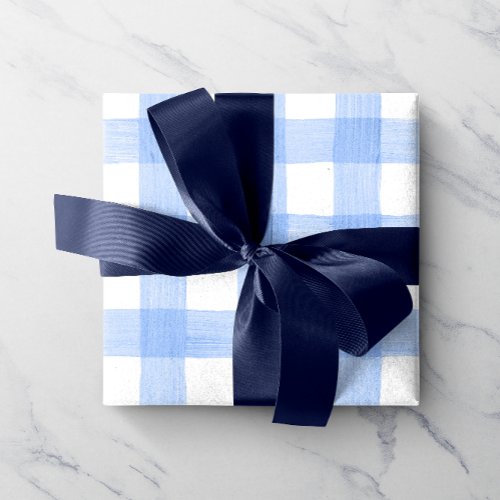 Light Blue Watercolor Gingham Wrapping Paper