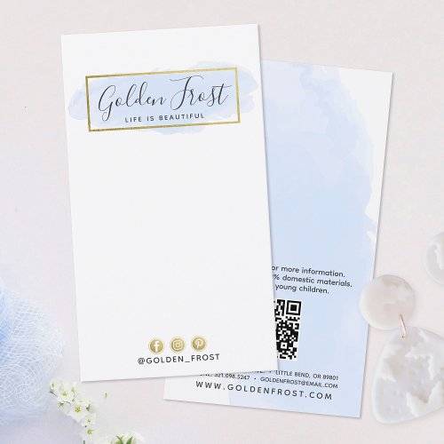 Light Blue Watercolor Gold Earring Jewelry Display Business Card