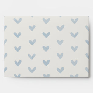 Light Blue Watercolor Hearts Pattern Envelope