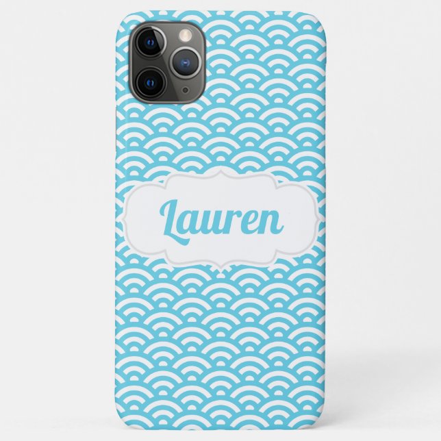 Light Blue Wave Custom Name Case-Mate iPhone Case (Back)
