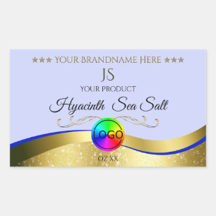 Light Blue Wavy Gold Logo Monogram Product Label