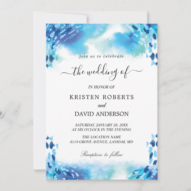 light blue wedding invitation (Front)