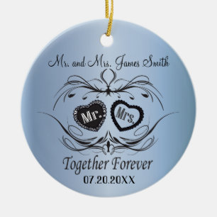 Light Blue Wedding Keepsake Ceramic Ornament