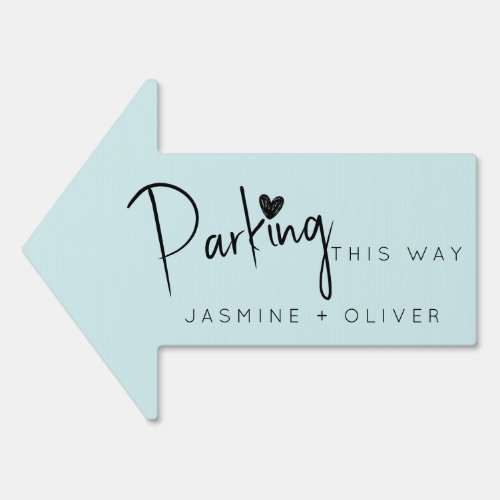Light blue wedding parking arrow sign