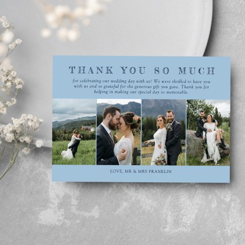Light Blue Wedding Photos Sketched Font Thank You