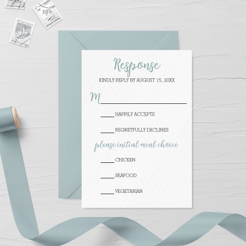 Light Blue Wedding RSVP Card