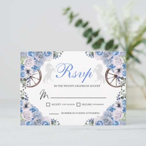 Light Blue Western Quinceanera RSVP Card