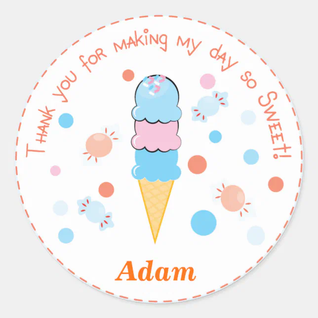 Light blue Whimsical Ice cream Party Sticker | Zazzle