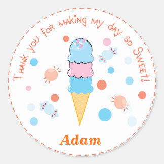 Light blue Whimsical Ice cream Party Sticker