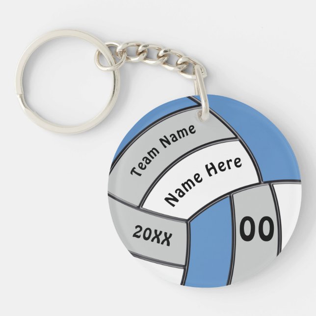 Light Blue, White and Gray Volleyball Keychains (Front)