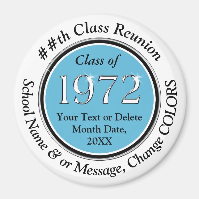 Light Blue, White, Black, Class of 72, Souvenir Magnet (Front)