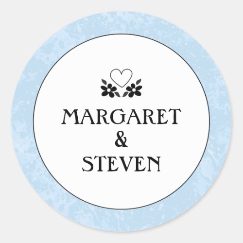 Light Blue White  Black Wedding Circle Sticker